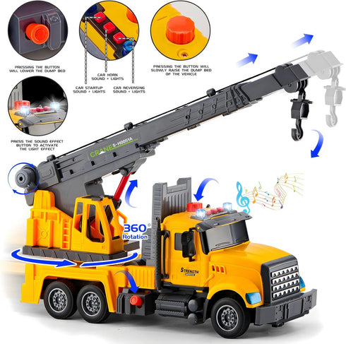 LerBao 2Pcs Set,Lifting 3 4 5 6 7 Large-Size Construction Engineering Truck Toy Arm Crane & Lifting Transport Truck