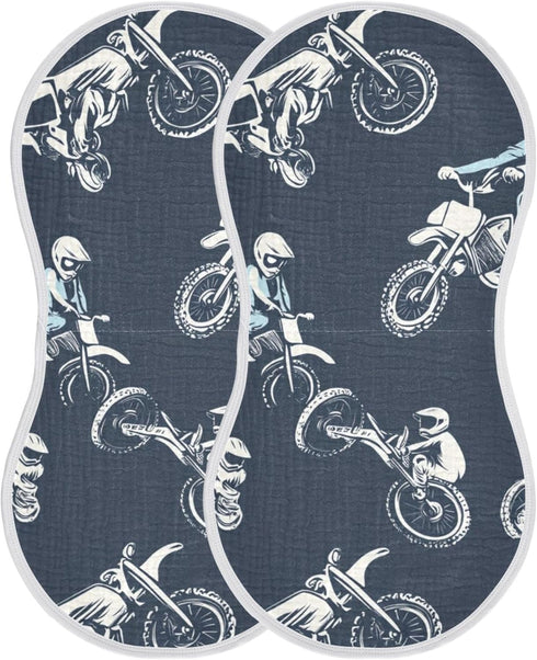 Mazeann Motorcycle Motorbike Retro Burp Cloths Baby Boys Girls Absorbent Soft Cotton Burping