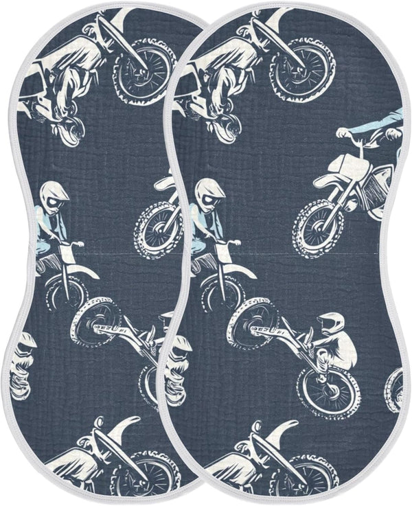 Mazeann Motorcycle Motorbike Retro Burp Cloths Baby Boys Girls Absorbent Soft Cotton Burping