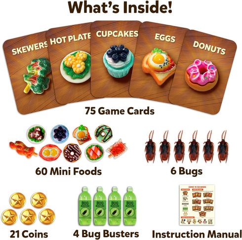 6, 7, 8 25 Gone in Seconds - Fast-Paced Mini Food Game for Kids, Teens & Adults, Quick Reflex Family & Party Board