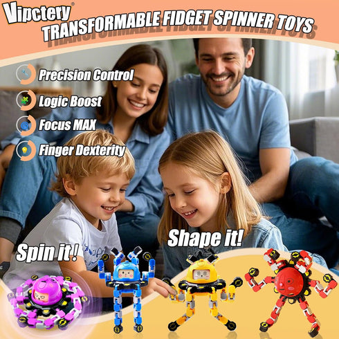 12Pcs Transformable Fidget Spinners for Kids Fidget Toys Teens Adults Sensory Toys with Autism ADHD Party Favors Travel