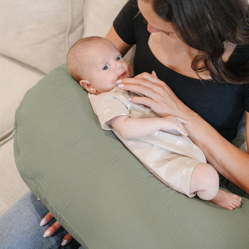 2 Pack Konssy Muslin Nursing Pillow Covers, Soft and Cute Nursing Covers for Breastfeeding Pillows, Ideal for Newborn