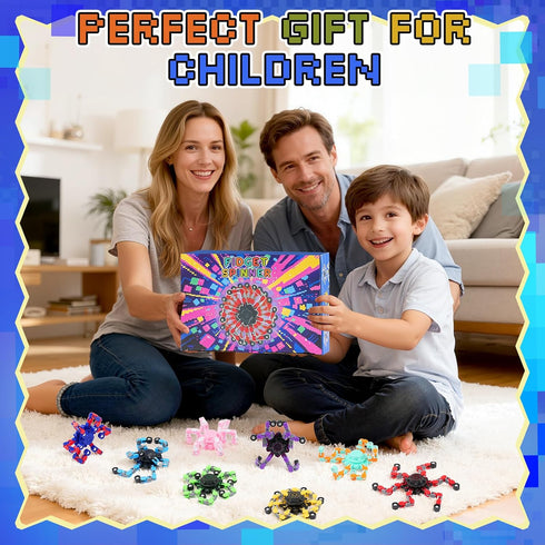36PCS 8-12,Fingertip Transformable Fidget Spinners,Fidget Party Favors,Sensory Bulk Robot Fidget Stress Relief Toys