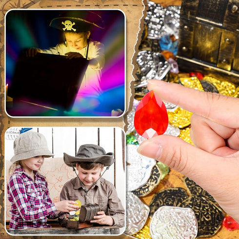 319 Playset Summer Hanaive Pcs Pirate Treasure Gold Fake Coins St. Patrick's Day Plastic Gems and Jewels Party Decor