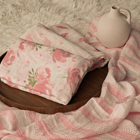 4-Pack (35" 40") GLLQUEN BABY Muslin Swaddle Blankets Breathable Receiving Blankets x Soft Baby Blankets for Girls