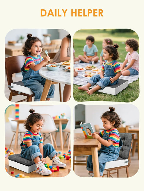 JLGCUF Booster Seat for Kitchen Chair, Toddler Booster Seats with Adjustable Washable Safety Belts,Kitchen Dining Table