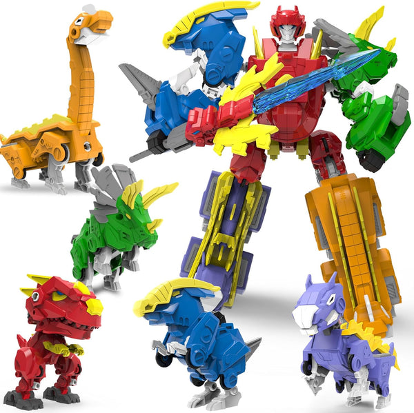 Wenbeier Robot Dinosaur Toys 5-in-1 Transforming Robot Including 5 Dinosaur Action Figures