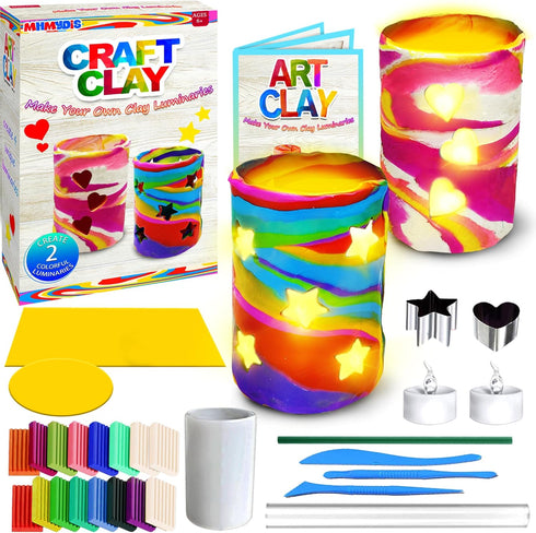 MHMYDIS Make Your Own Clay Luminaries - Clay Lanterns Making Kit Activity