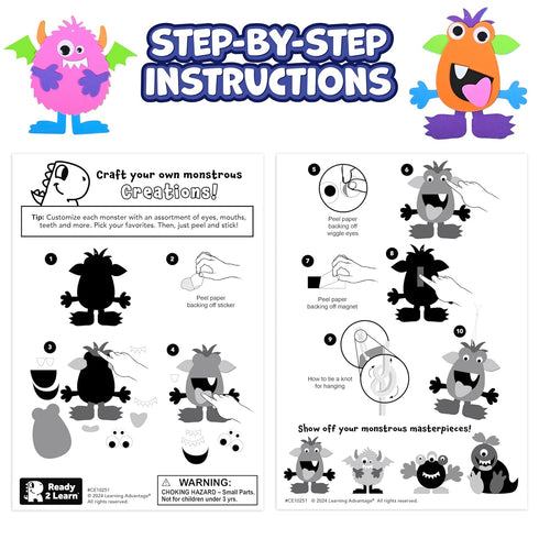 2 Set 4 Ready Learn Create Your Own Monsters | of | DIY Craft for Kids | Magnetic | No Glue Required | Kid-Friendly