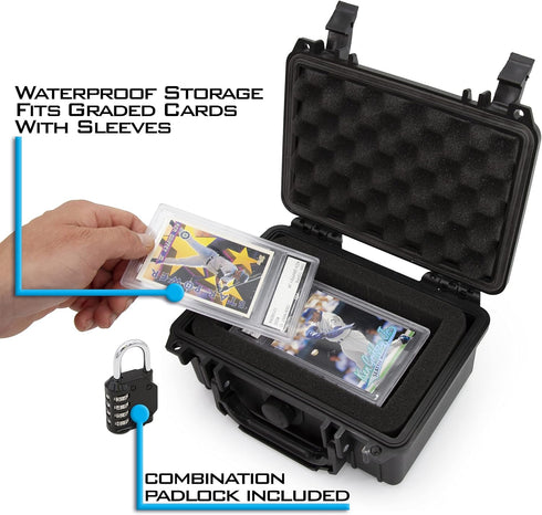 CASEMATIX Graded Card Storage Box for Sports Cards, Airtight Waterproof Case for 8 BGS, 13 FGS, 11 GMA