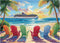 PICKFORU Beach Puzzles for Adults 1000 Piece, Rainbow Beach Lounge Chair Summer Puzzle,