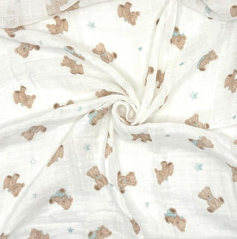 2-Pack 100% (47" 47"), American Baby Company Cotton Muslin Swaddle Blanket x Soft, Breathable & Lightweight, Teddy