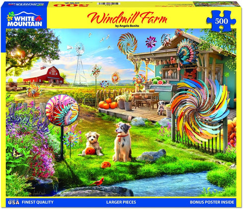 White Mountain Puzzles - Windmill Farm 500 Piece Jigsaw Puzzle for Adults & Kids, Fun Family Activity