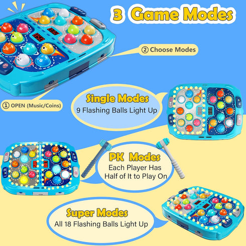 Whack Mole Game for Toddlers - Large Whacking Toy with Sound and Light, Interactive Pounding Toy