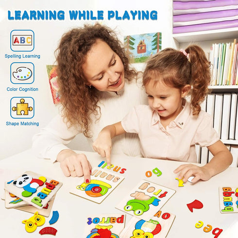 BOZE SUPOD 1 2 3 Kids(6 Pack) Toddler Puzzles,Wooden Puzzles for Todder Years Old Boys Girls Eco Friendly Wooden Toys