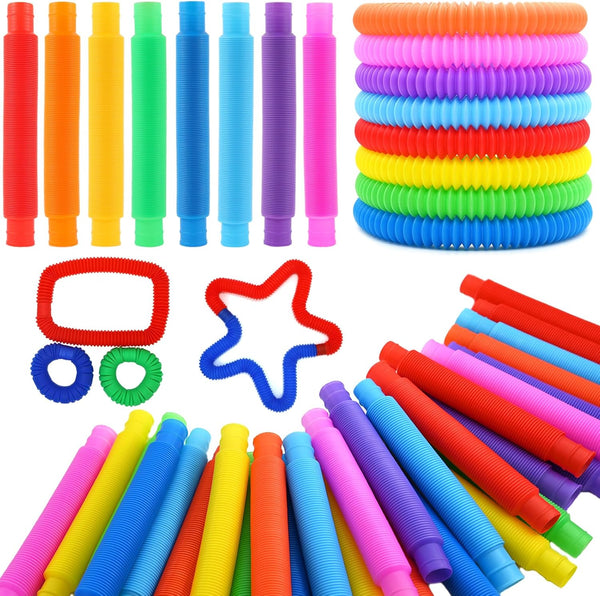 Pop Tubes, 60PCS Fidget Sensory Toys, Party Favors,Birthday Gifts,Goodie Bag Stuffers, Classroom