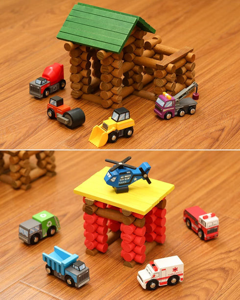 Set (10 3+ SainSmart Jr. Wooden Train Accessories Toy Cars PCS), Compatible with All Major Brands, Gift for Toddlers