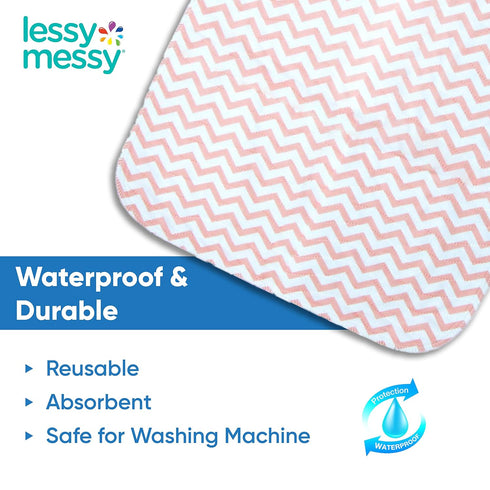 Extra Large Waterproof Baby Changing Pad for Dresser - Portable Travel Changing Mat in Peach Chevron