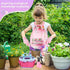 Kids Gardening Tool Set - Garden Tools with Shovel, Trowel, Rake, Apron, Gloves, Watering Can, Tote Bag (Pink)