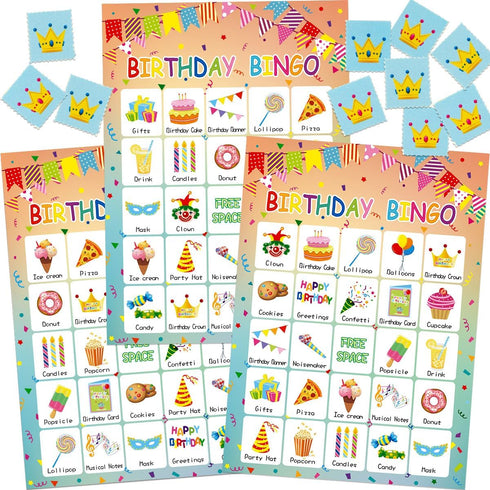 Fancy Land Birthday Bingo Game for Kids, 24 Players, Birthday Party Supplies