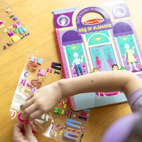 Melissa & Doug Puffy Sticker Activity Book - Day of Glamour, 196 Reusable Stickers, FSC Certified