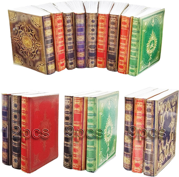30 Pieces 1:12 Scale Miniature Books for Dollhouse, Writable Page-Turnable Reusable Books for Dolls Bedroom
