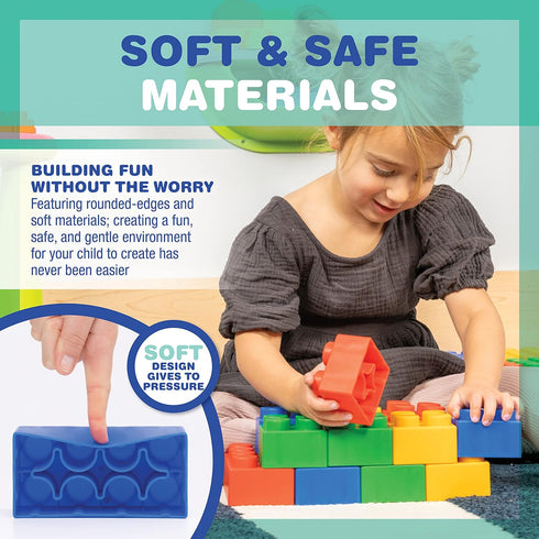 UNiPLAY Plump Soft Building Blocks - 12-Piece Jumbo Stacking Set for Ages 3 Months+