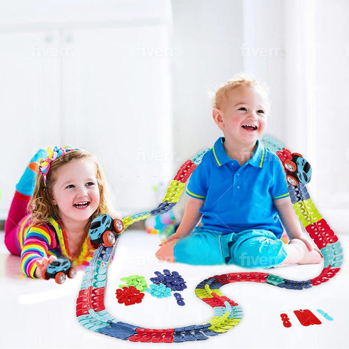 Car and Flexible Track Playset for Kids 3-11 Years Old, Engineering Road Race Tracks Toys for Boys and Girls