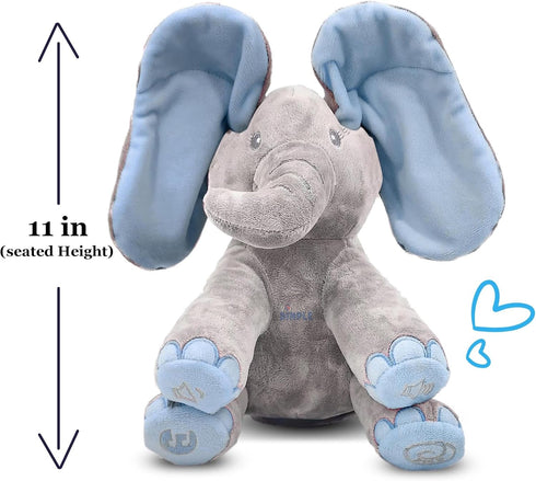 0 Dimple Kyle Elephant Stuffed Animal Toy - Animated Plush Blue Singing Elephant, Interactive Musical Peek-a-Boo