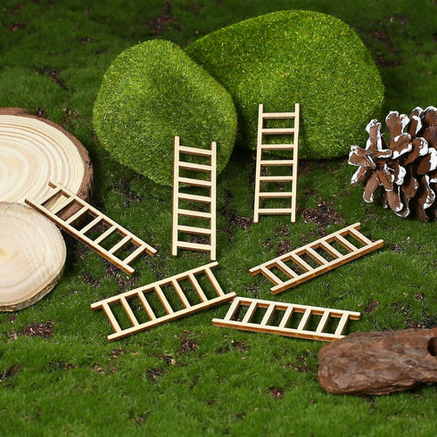 20 Pcs Mini Garden Ladder, 2.36''x 0.78'' Wooden Doll House Accessories for Landscape Decor