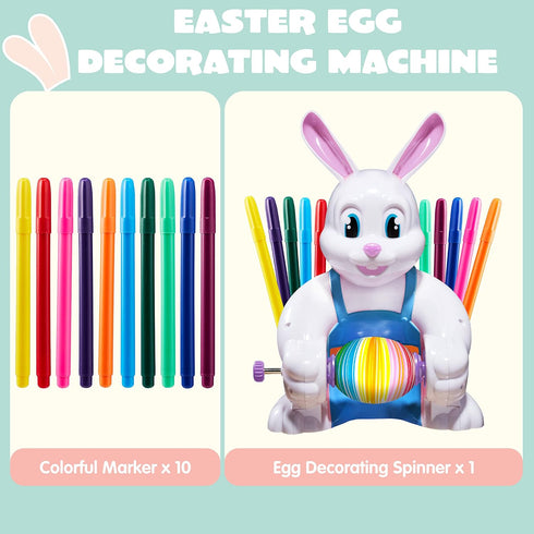 10 JOYIN Motorized Easter Egg Decorator Kit, Easter Busy Bunny Egg Spinner Whirler Decorating Machine with Non-Toxic