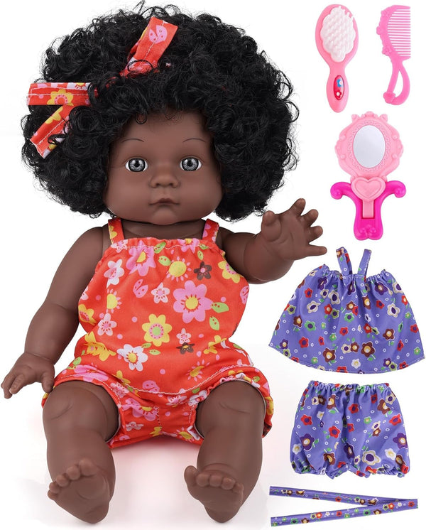 GAGAKU Black Baby Doll for 3 4 5 6 Years Old,12 inch
