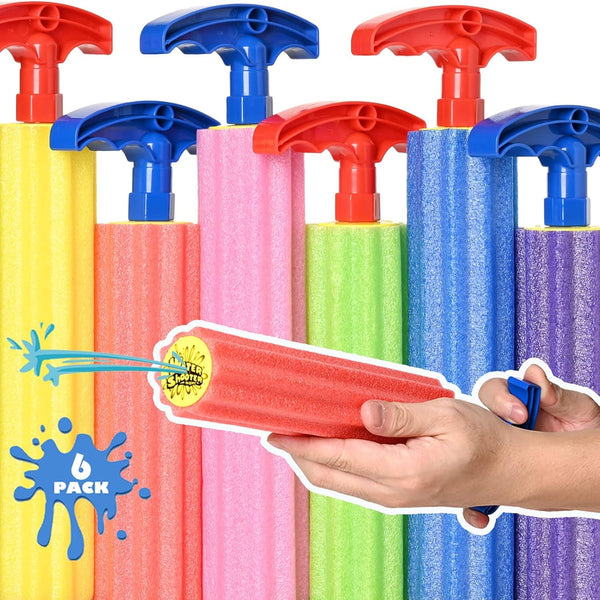 DraMosary Water Blaster Soaker Guns, 6 Pcs Colorful Foam Water Squirters for Kids Summer Outdoor Play Toys