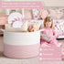 115L INDRESSME Extra Large Pink Laundry Basket for Nursery Stuffed Animal Storage, Blanket Rope Baby Baskets Kids Toy