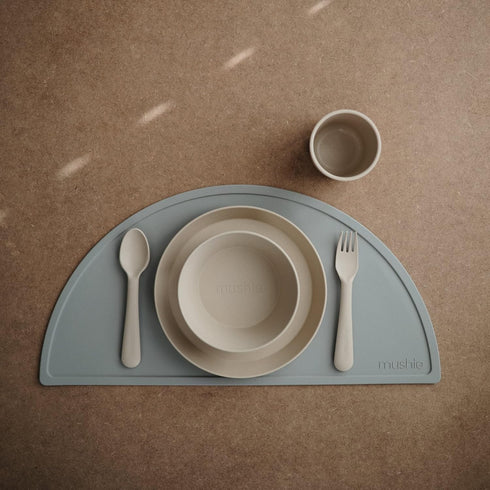 mushie Set of 2 Round Dinnerware Bowls for Kids | Made in Denmark (Vanilla)