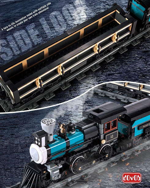 TH10 Set (560 dOvOb Steam Train Building Kit with Train Track, Collectible Steam Locomotive Engineering Toys for Kids