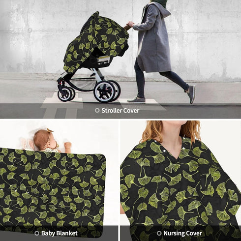 Zhbvncp Ginkgo Leaves Baby Car Seat Cover & Breastfeeding Nursing Cover - Breathable Stretch Fabric Multi-Use Nursing