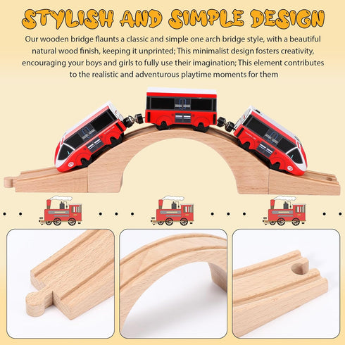 Set Kigley Wooden Train Track Expansion - Classic Bridge Accessory in Natural Wood Finish