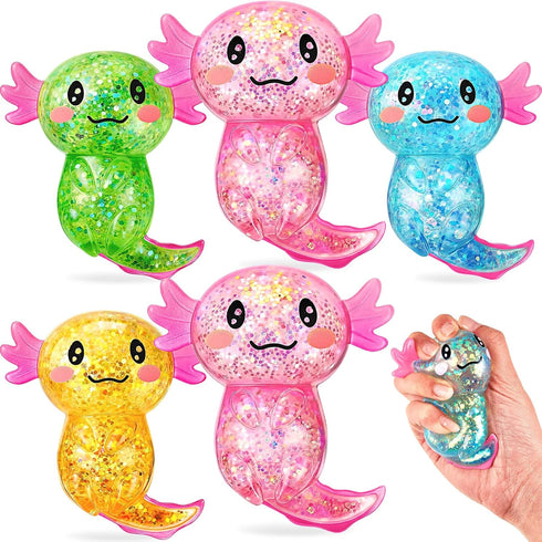 Simgoing 6 Pcs Axolotl Stress Toy Squeeze Axolotl Party Favors Malt Sugar Filled