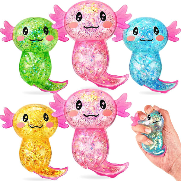 Simgoing 6 Pcs Axolotl Stress Toy Squeeze Axolotl Party Favors Malt Sugar Filled