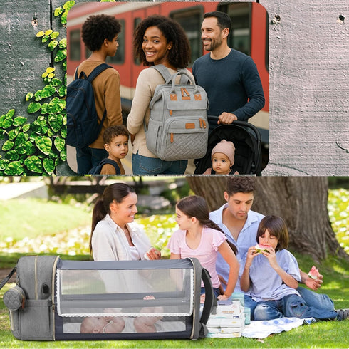 Backpack Backpack, Baby Diaper Bag with Changing Station, Waterproof Diaper Bag for Mom/Dad, Baby Shower Gifts, w/USB