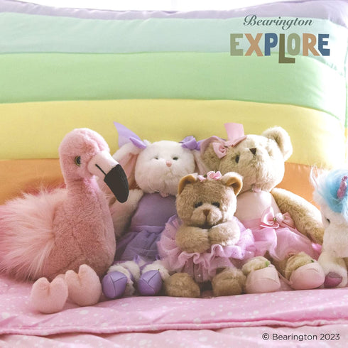 Bearington Flamingo Stuffed Animal: 8.5 Inches Pink Plush Faux-Fur with Realistic Details - Perfect Birthday Gift for