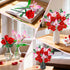 Set CUBIMANA Rose Flower Bouquet Building with LED - Red Rose Botanical Collection Kit for Adults Women