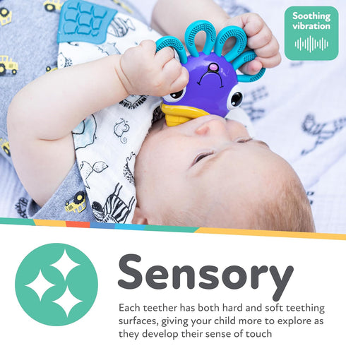 3+ Nuby Vibe-EEZ Vibrating Teether - Battery Powered - Textured Surface and Easy to Grasp Toy for Baby Teething Relief