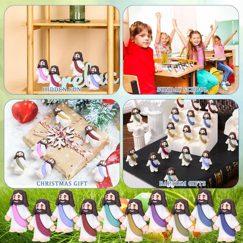 Barydat 150 Pack Mini Jesus Figurines, Bulk Little Jesus Toys, Tiny Jesus Figures for Religious Gifts