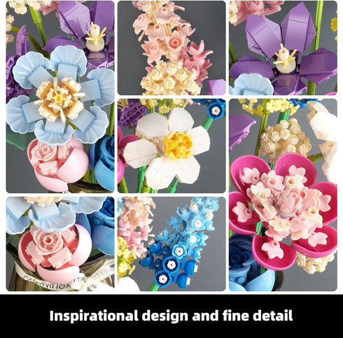 SUNHABI Set Flower Building for Adults Flower Bouquet Botanical Collection Unique Home Dcor or Office Dcor Great Gift