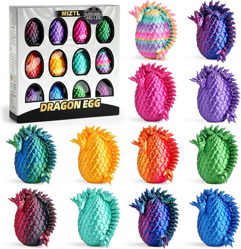 MIZTL 12PACK 3D Printed Dragon Eggs, Easter Basket Stuffers for Children and Teens,