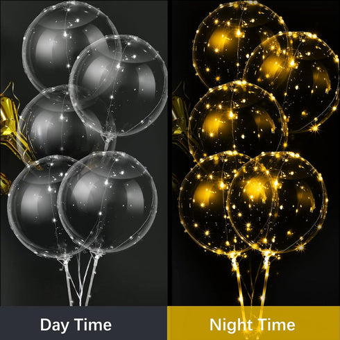 30 Pack 20 Inch, 30) Vinsot LED Bobo Balloons Light Up Balloons Clear Helium Bubble Bobo Glow with String Lights