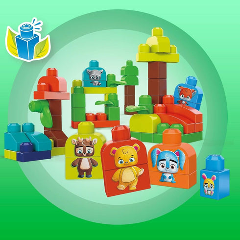 Mega Bloks Woodland Friends Preschool Building Set, Multicolor, Plant-Based Blocks
