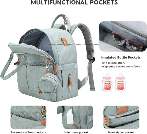 SONARIN Backpack,Travel Mommy Portable Large Capacity Diaper Bag Nappy Changing Bag Bag with Pacifier Bag & Stroller